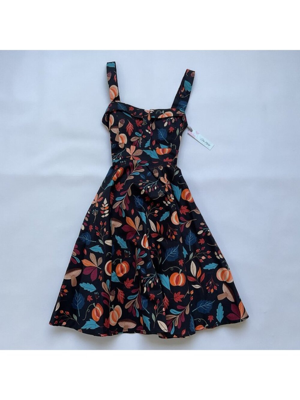 Eva Rose Women’s The Pumpkin & Leaves Dress Fit & Flare In Black Size M